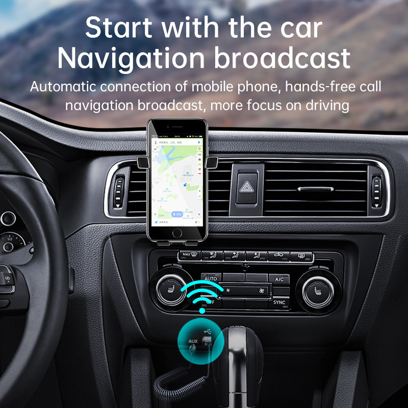 BLE5.0 Car Kits Audio Bluetooth Receiver 3.5mm Jack For Navigation Broadcast
