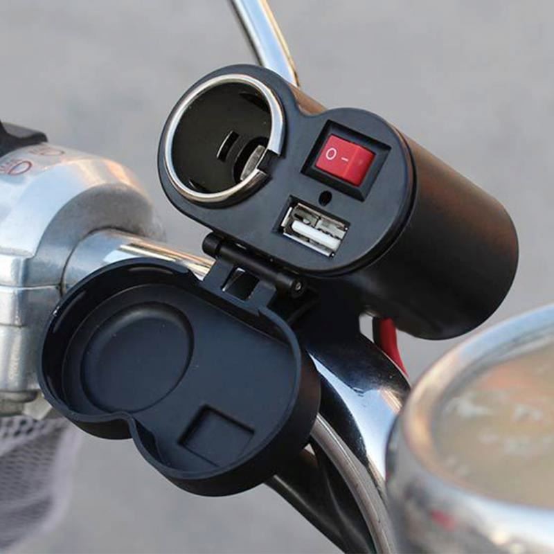 Cell Phone 5V 2A Motorcycle USB Charger Cigarette Lighter 130cm Wire