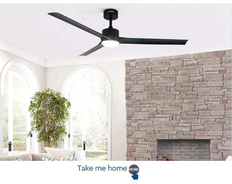 Home Office 60" LED Ceiling Fan with Remote and 3 Black Plastic Blades 4000K CCT