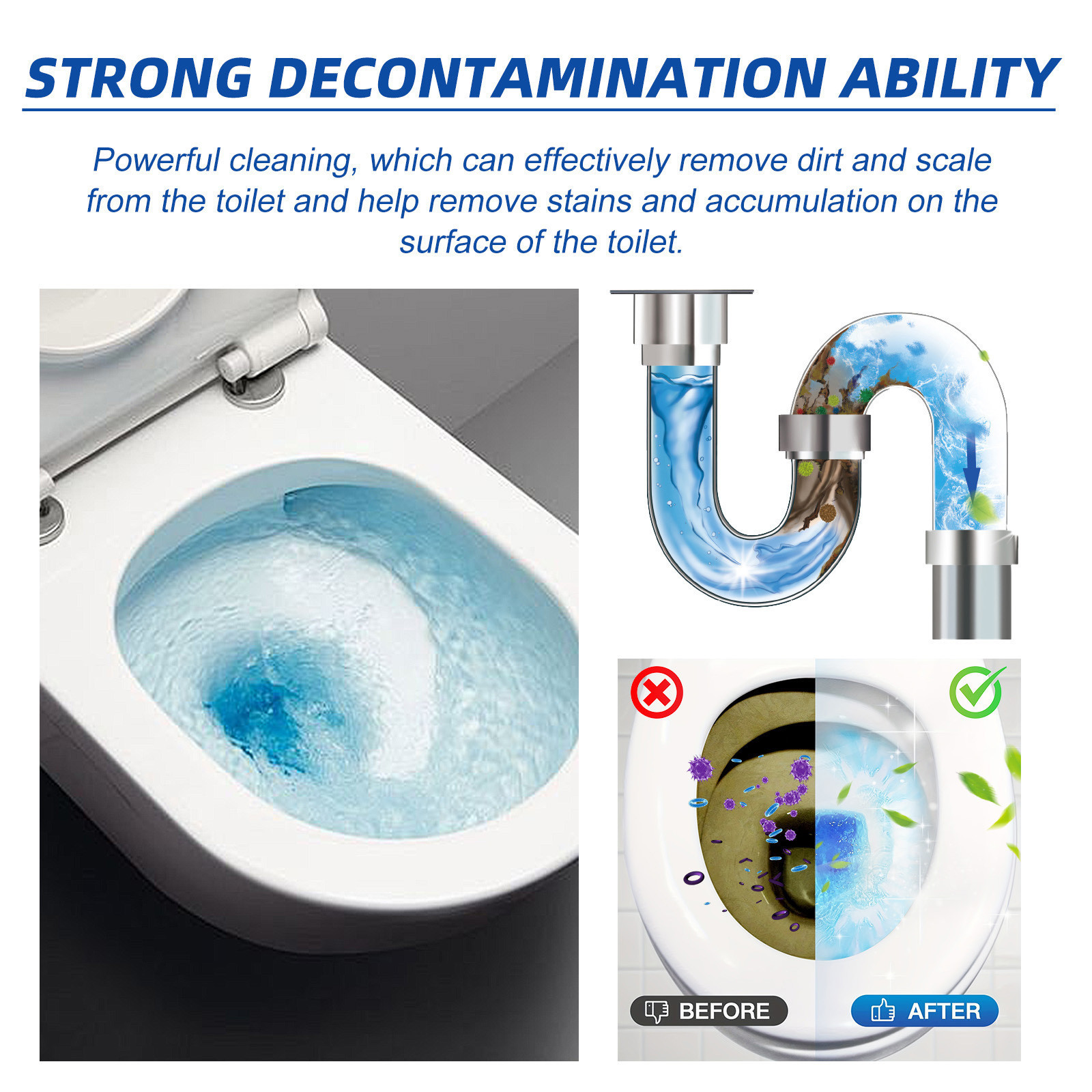 Bathroom Solid Bubble Block Blue Toilet Bowl Cleaner Tablets Customized