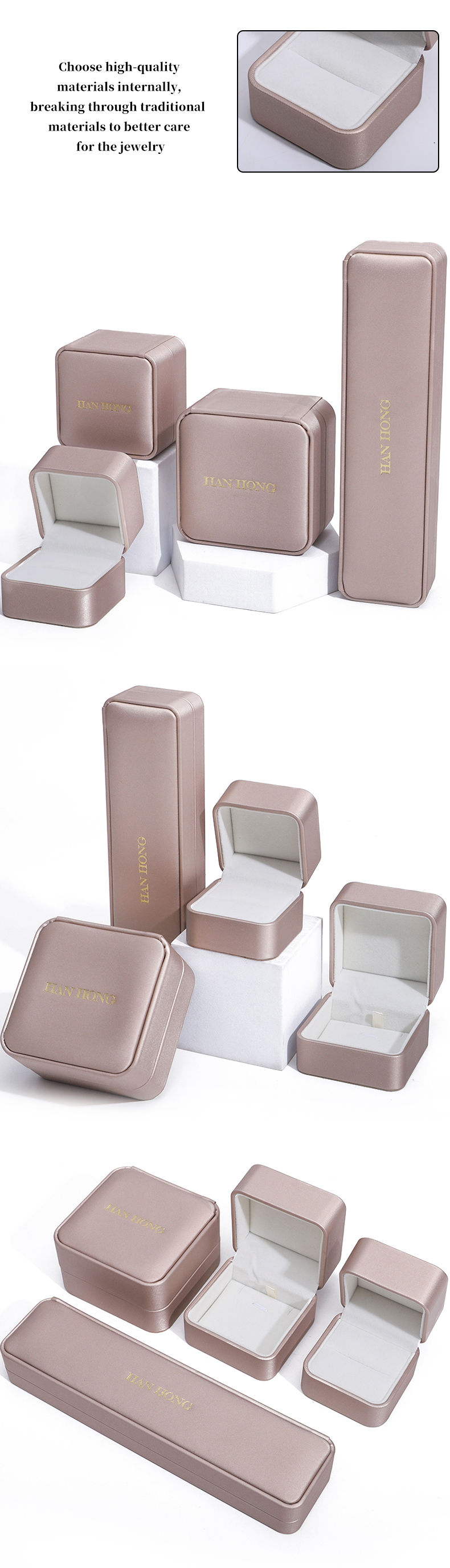 Champaign Gold PU Leather Jewellry Packaging Box Luxury Customized Size