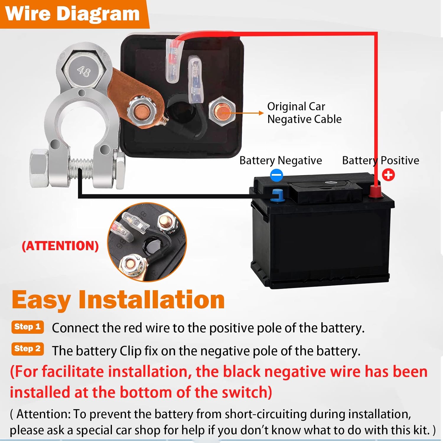 200A 12V Remote Control Battery Isolator Relay Start On / Off For Car Power Switch