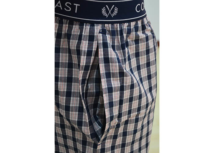 Cotton Jersey Men'S V Neck Pajamas / Mens T Shirt And Woven Shorts Pyjamas With Side Pockets