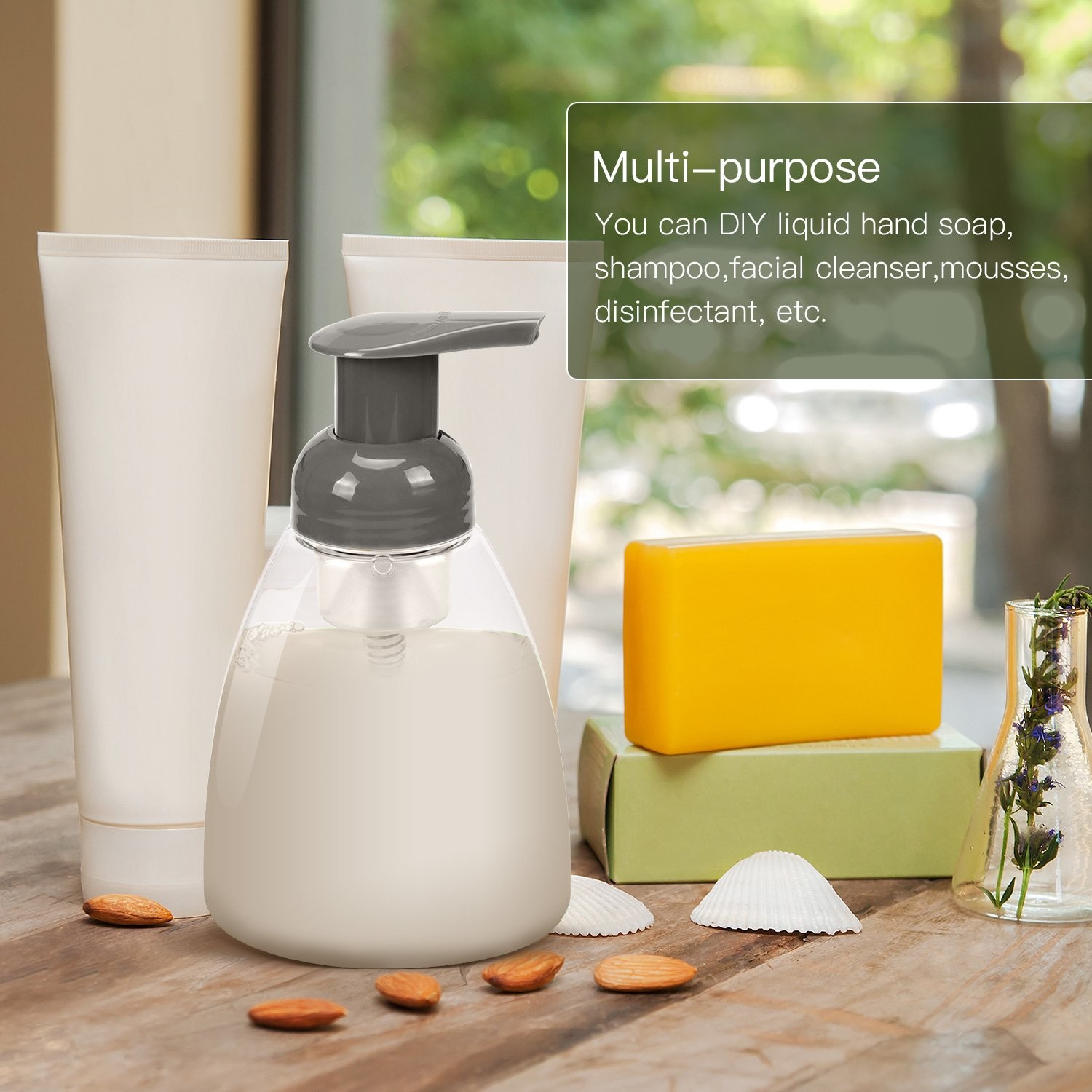 Sturdy And Durable Plastic Foaming Soap Dispenser With Stainless Steel Spring
