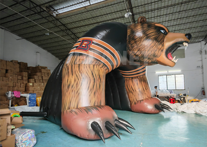Custom PVC Black Event Advertising Bear Inflatable Football Tunnel Inflatable Bear Entrance For Football Game