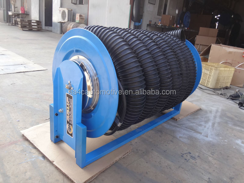AA4C Vehicle Spring Driven Exhaust Hose Reel Car Exhaust Extraction Hose Drum On Sliding Rail