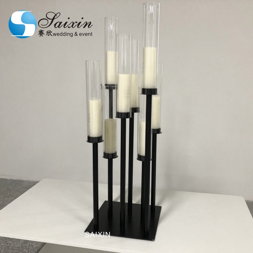 Taper Antique Metal And Crystal Candelabra Gold Black Stick Candle Holders 5 Arm
