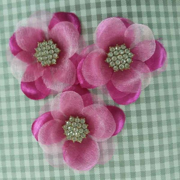 Colorful Toddler Girl Hair Accessories Satin Chiffon Individual Flowers With
