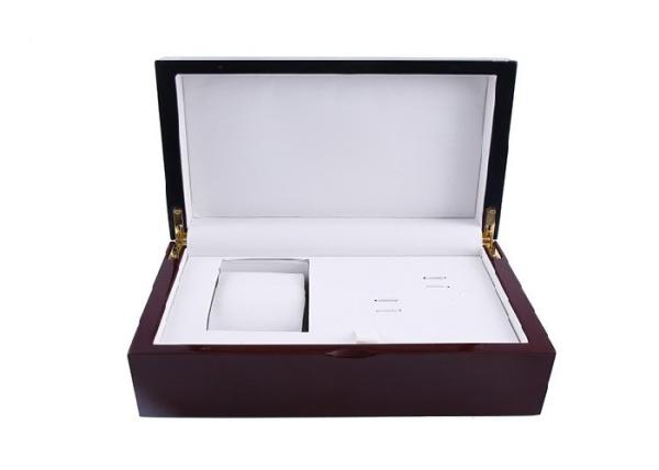 Brown Cufflink Gift Box / Men's Wooden Watch and Cufflinks Box Embossing