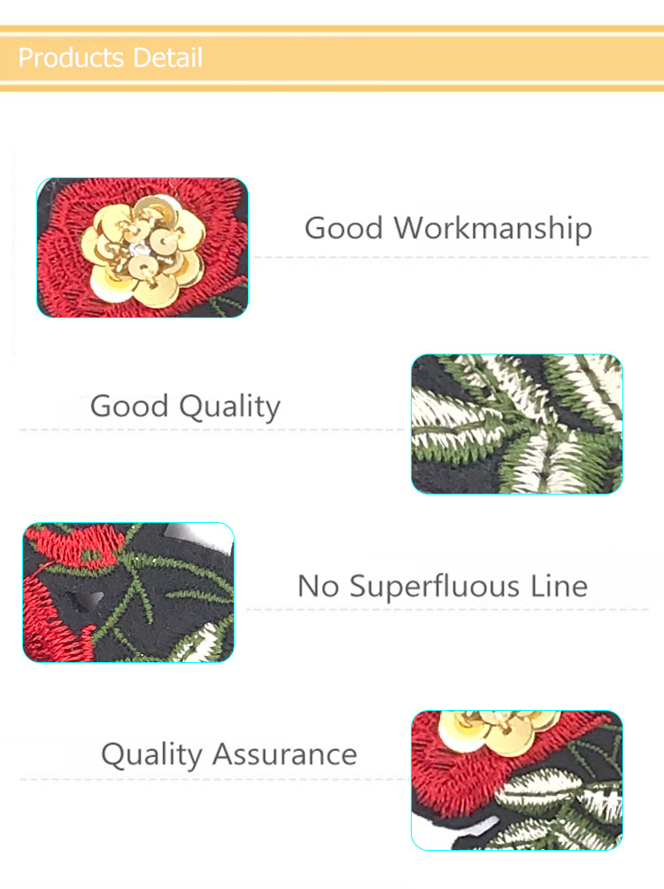 Rose Flower Embroidery Patch Applique Fabric Iorn On Clothes Dress T-Shirt Decorate Accessory Diy Patchwork Stick#C10001