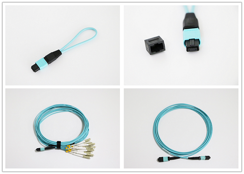 12 Core OM3 MPO / MTP Fiber Optic Loopback with Low Insertion Loss 0
