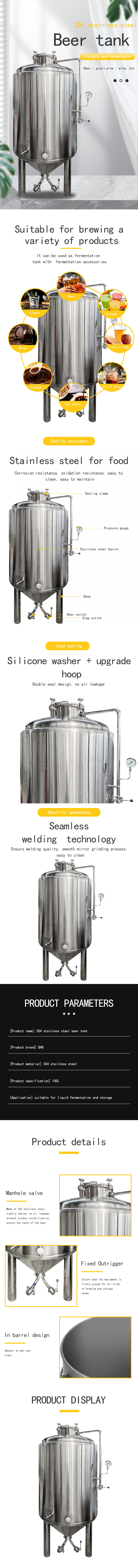 Craft Beer 1000L Brewery Equipment with Concial Fermenter and Temperature Control