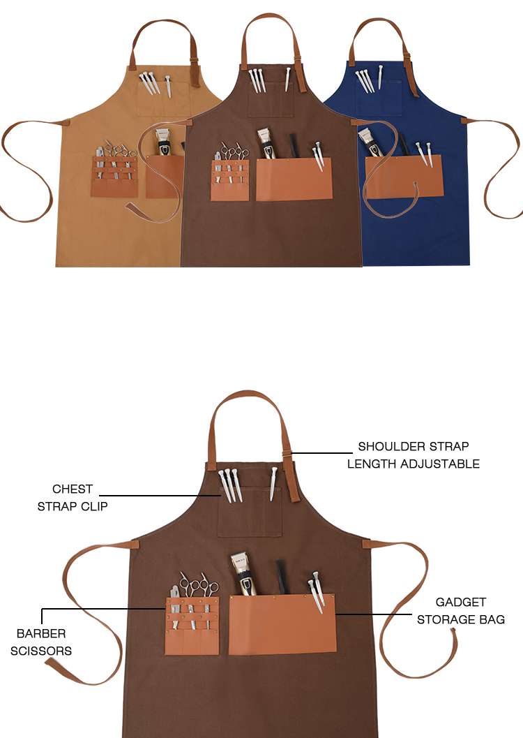 Gardening Barber Waxed Cotton Apron Multiple Pockets Stylish Commercial