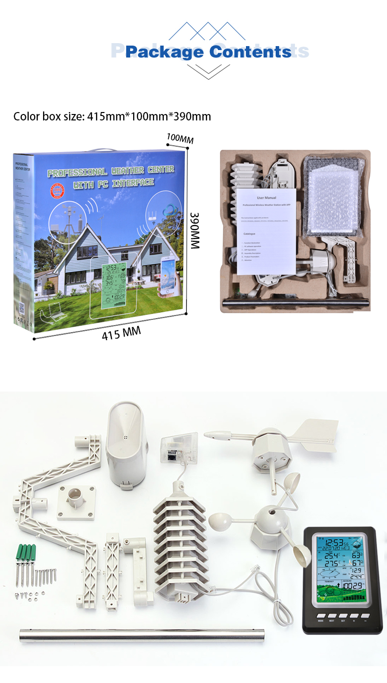 Multi Functional Outdoor Wireless Weather Station With Humidity Range 20% To 99%