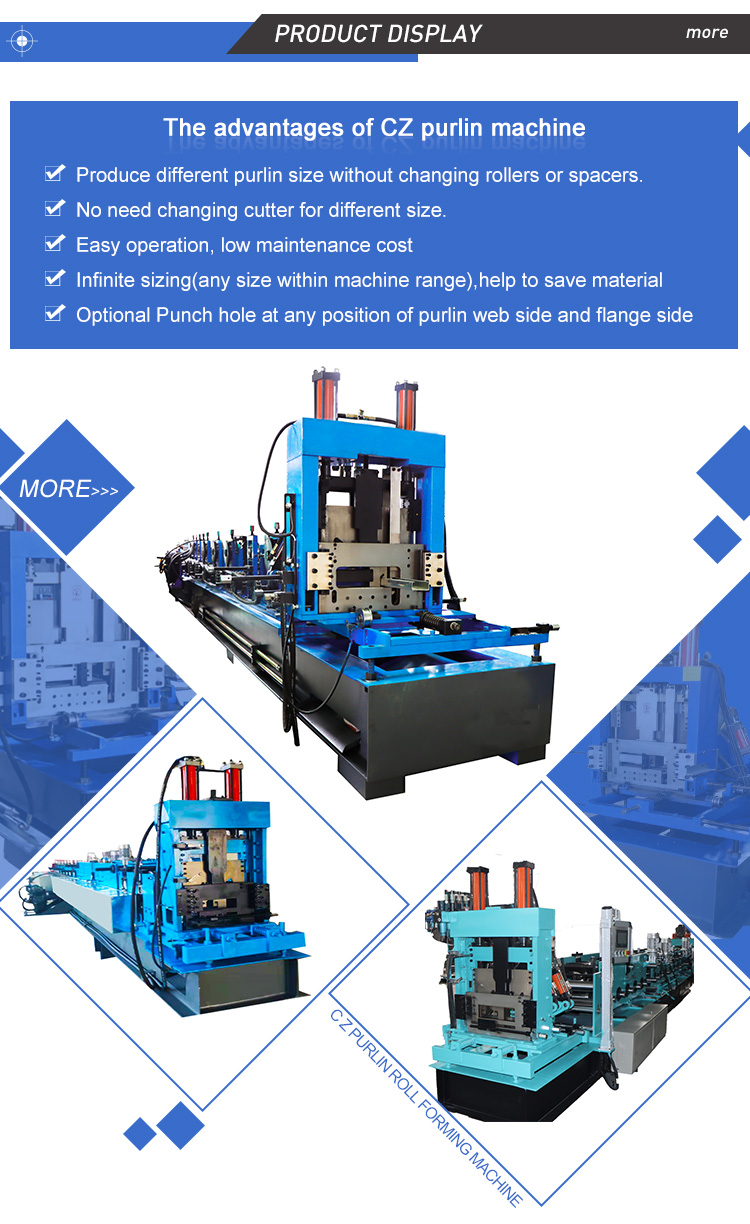 High Standard Purlin CZ Channel Steel Roll Forming Machine For Building Material