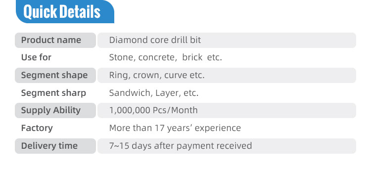 Wet Used PDC Bit for Concrete and Hard Masonry Diamond Drill Core Bit Engagement Ring