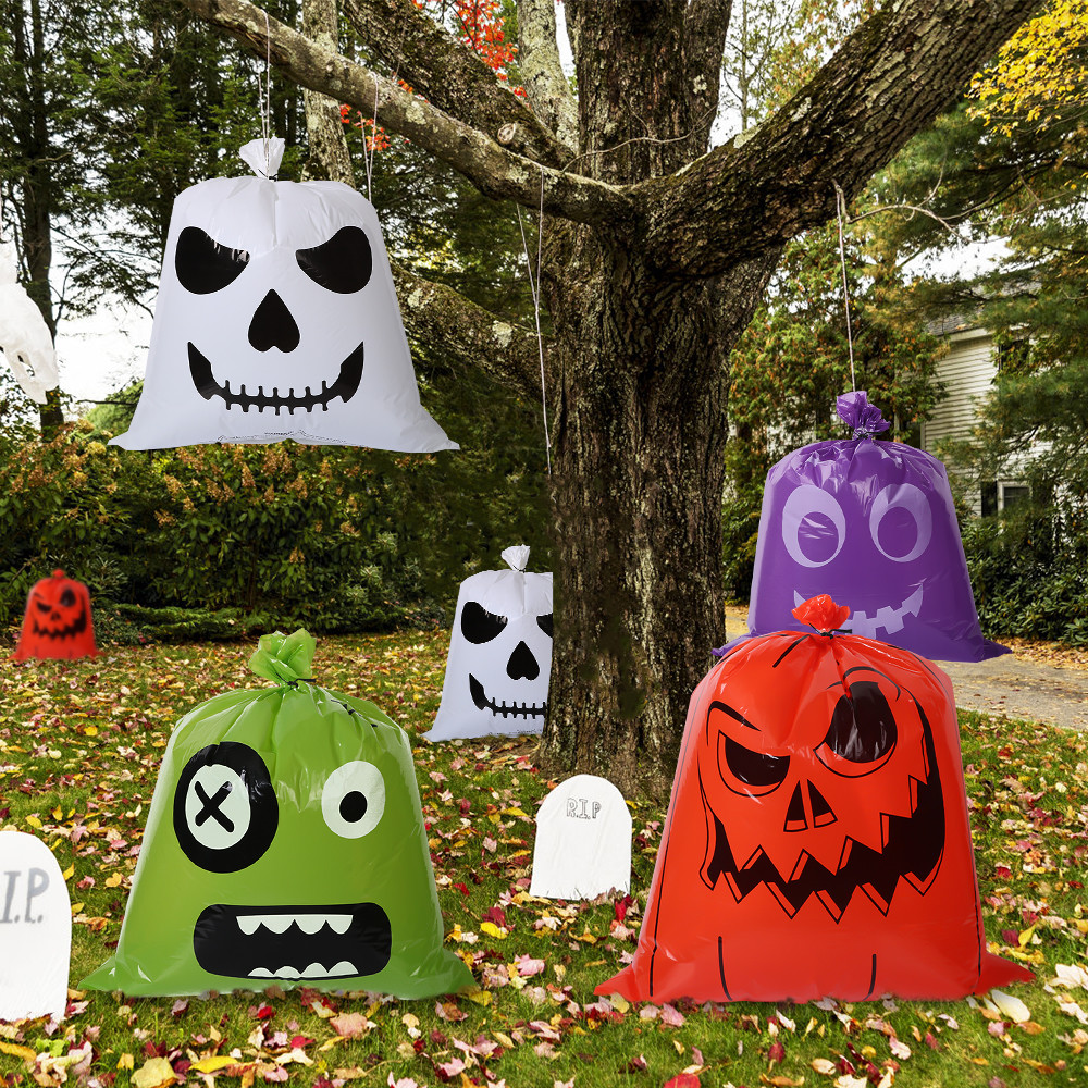 Wholesale Large Heat Seal Side Biodegradable LDPE Plastic Pumpkin Bag for Halloween Garden Yard Decoration