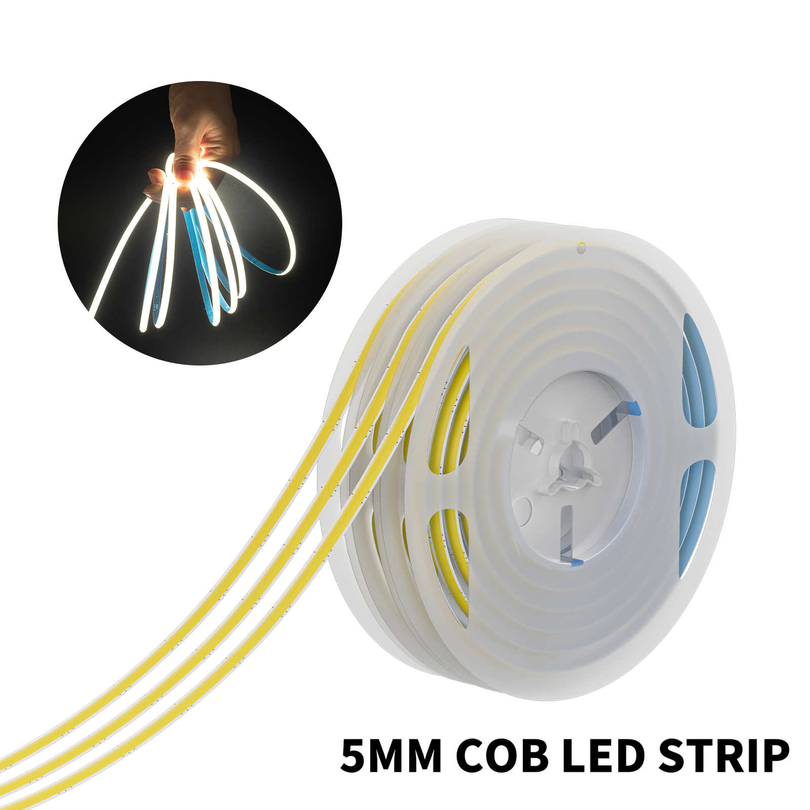 5mm Ultra Slim COB LED Strip 384LEDs/M 12V/24V High Density RA90 3000K Flexible Linear Dimmable Super Thin COB LED Tape