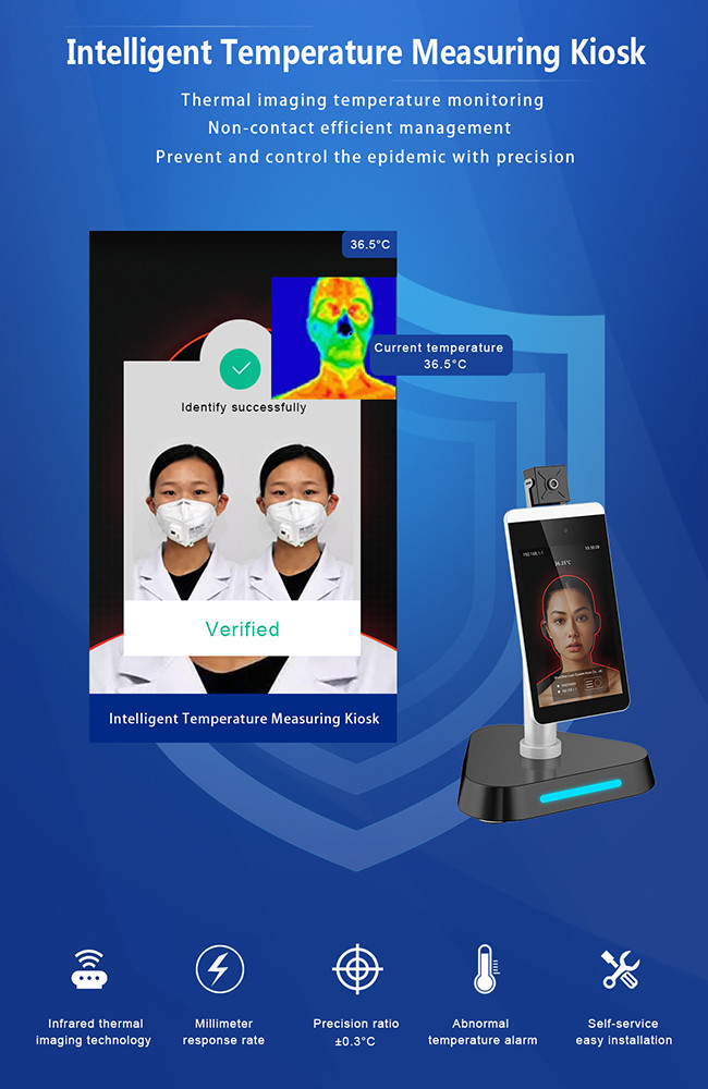 All In One Temperature Kiosk Non Contact Infrared Thermometer For Body Temperature