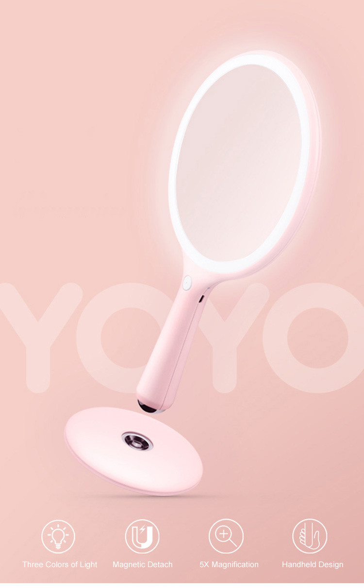 Adjustable Angle Cordless Rechargeable 6500K LED Magnifying Mirror