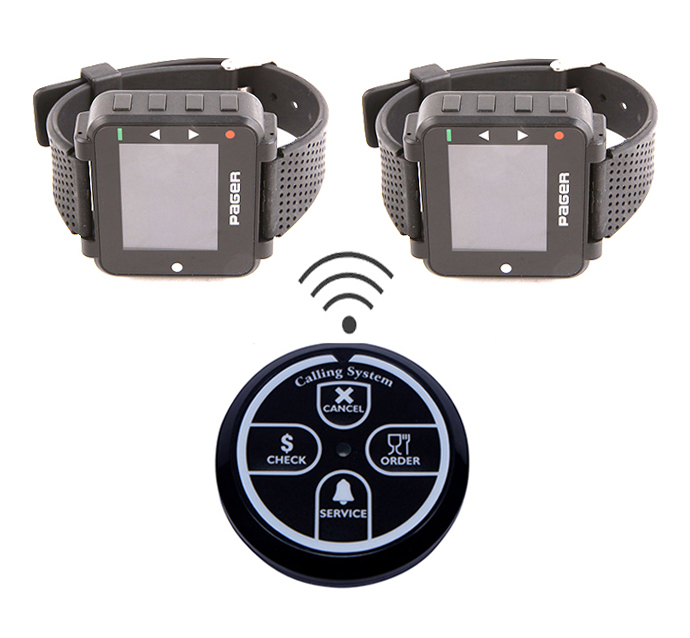 best service calling system with waiter watch pager and 4 keys table calling button