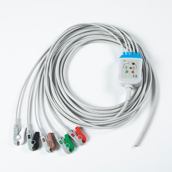 5 Lead Grey AHA Grabber Semi-finished ECG Cable Spare Parts For Hospital