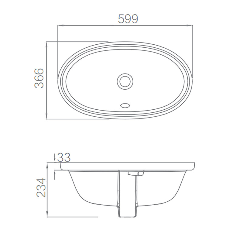 ARROW AP4011 Oval Under Counter Wash Basin White Ceramic Material