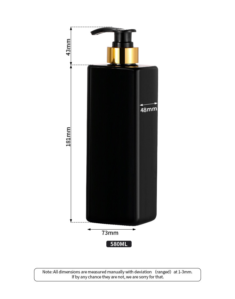 Black Cosmetic Lotion Bottle , 8 Oz Lotion Bottle With Pump 73mm Width