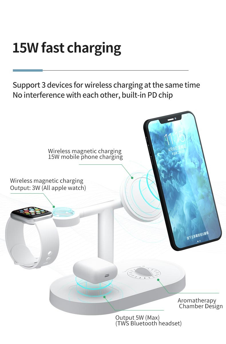 QI 15W Fast Wireless Charging Station