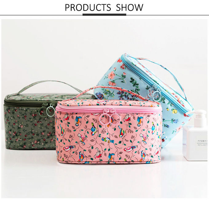 Flower Pattern Oxford Waterproof Makeup Bag