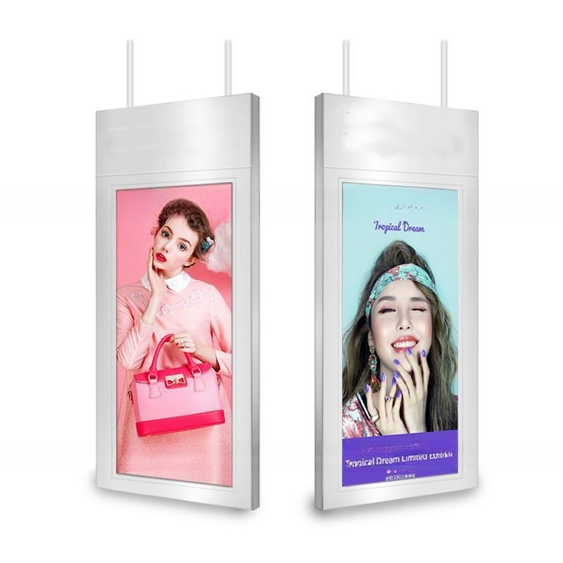 Ceiling roof mount super slim high brightness double screens 49" inch WIFI network LCD advertising player monitor
