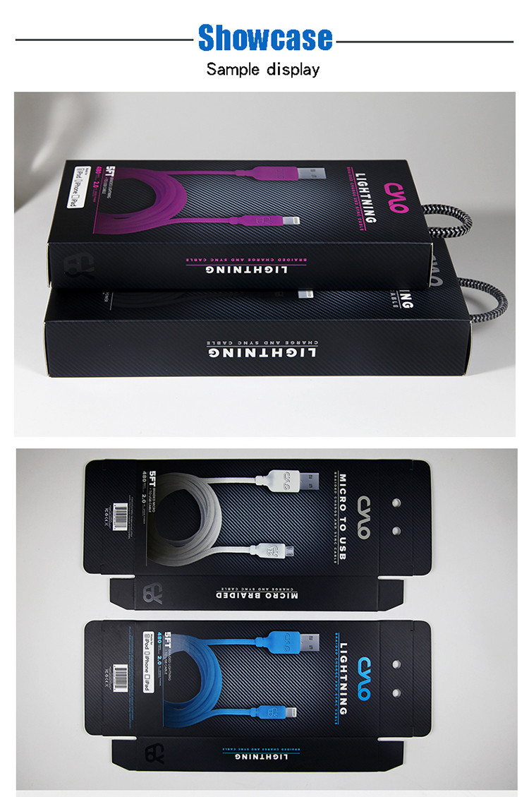 4C Printing Pantone USB Data Cable Packaging Box Custom Logo