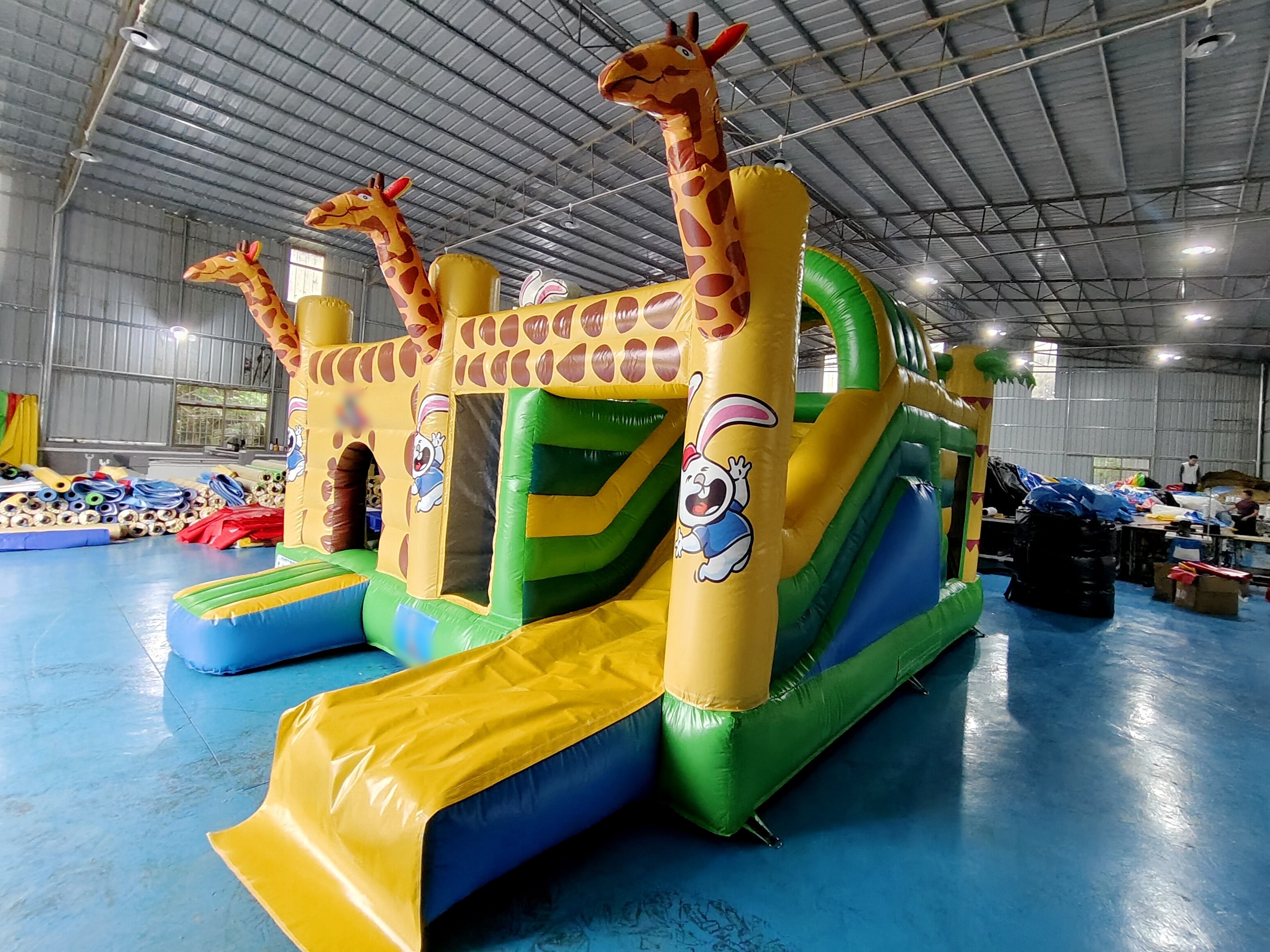 Commercial Grade Outdoor Inflatable Combo Zoo Giraffe Inflatable Bounce House With Slide Funny Jumping Castle