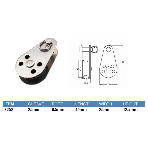 Newest Pulley Block for Heavy Industry Stainless Steel 8252 Single Block Nylon Sheave
