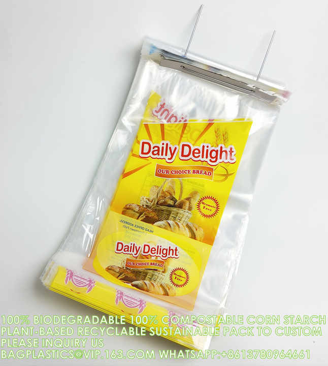 Biodegradable Bread Wicket Bag Print You Own Logo Pla Packaging corn starch Bags Customization Manufacture