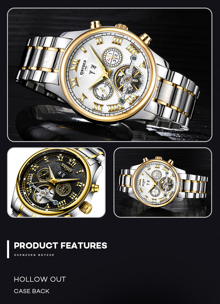 Hardlex Glass Automatic Tourbillon Watch High Hardness Stable Performance