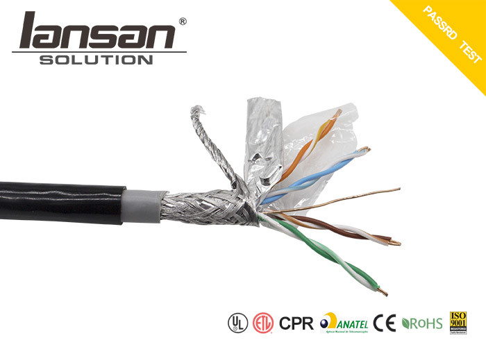 PE PVC Cat5e Lan Cable Bare Copper Black SFTP 24AWG 305m Twisted 4PR CCA BC