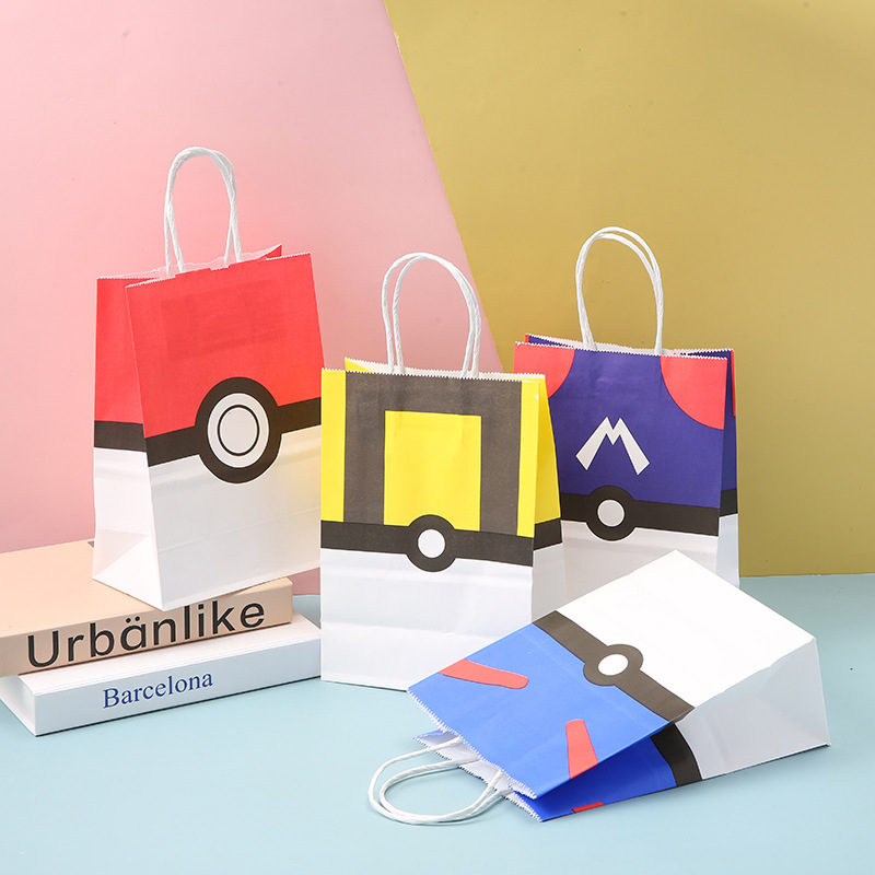 Custom Logo Cartoon Kraft Paper Hand Packing Candy Food Party Paper Bag for Canned Food