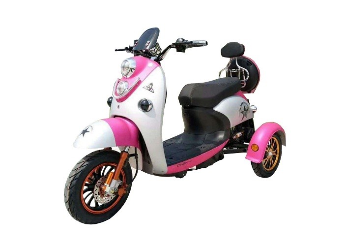 3 Wheels Motorized Cargo Trike 60V 800W Hub Motor Red / White Plastic Body