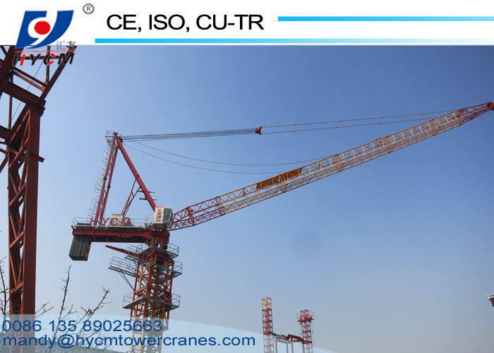 Stable Tower Crane Trolly 0-100 0-50m/min Hoisting Speed QTD120 Fixed Jib Crane 45m Boom Length Tower Crane
