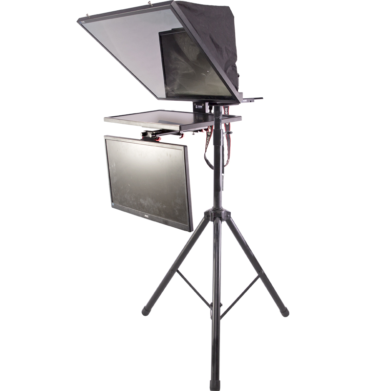 300 nit Brightness Stand Teleprompter for News Broadcast Entertainment Shows in Black