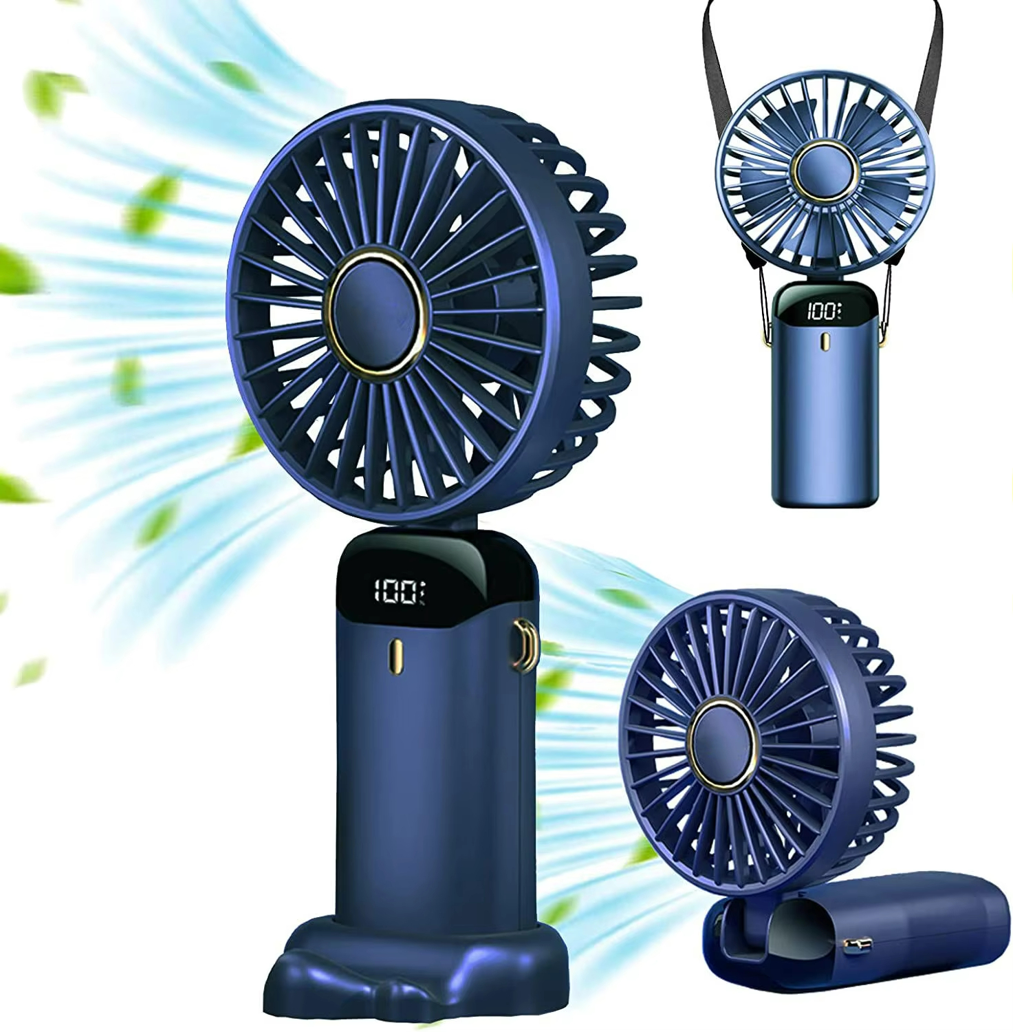 Top Selling Portable Led Display Mini USB Rechargeable Fans Summer Desk Handheld Air Conditioner Cooler for Outside Travel Fold