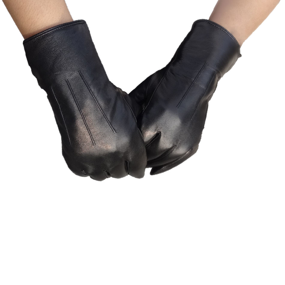 Classic Genuine leather Hair Sheepskin Men Lamb Fur Lined Women Winter Gloves