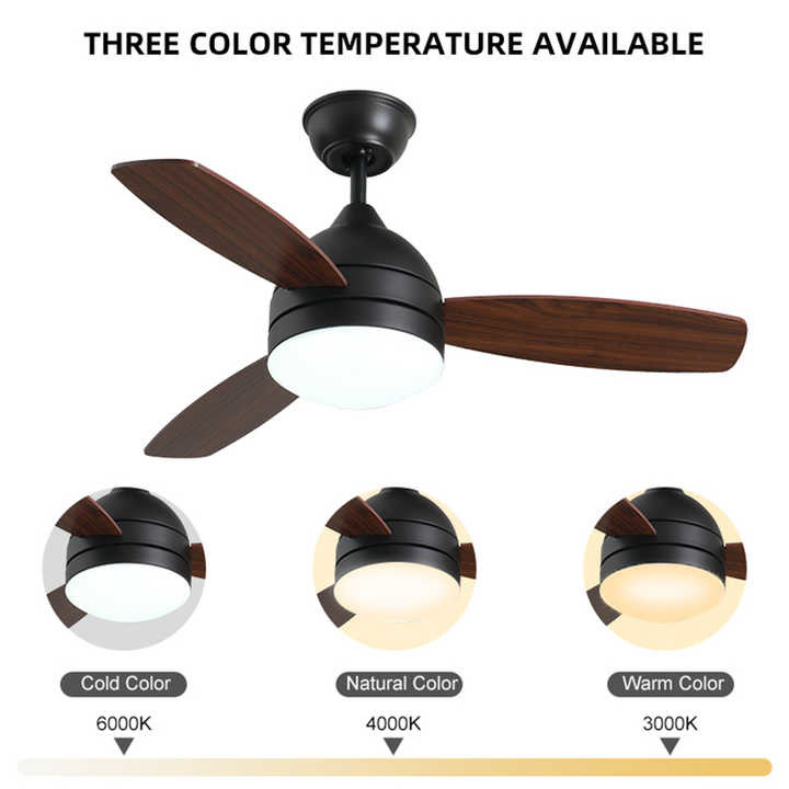 42 Inch 3 Leaf Solid Wood Blade Ceiling Fan Decorative Modern Luxury Supports Custom LED Ceiling Fan With Lights