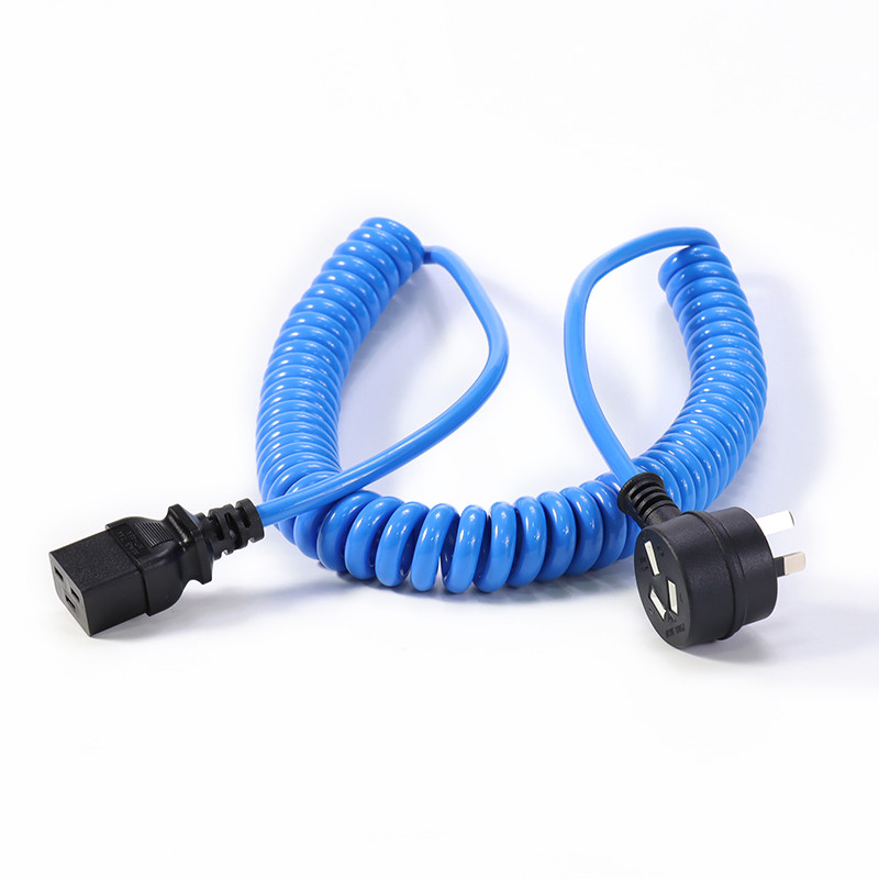 Spiral Coil Curly Spring Power Supply Cable Cord Australia AC Plug To IEC320 C13 C19