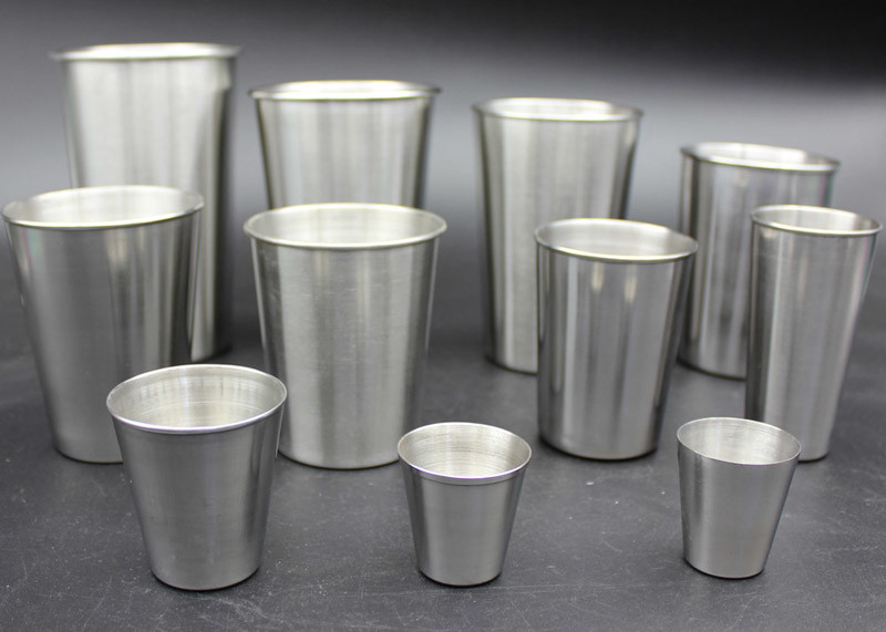 Straight Mouth 30-500ml Stainless Steel Beer Cup Rolled Edge Liquor Cups