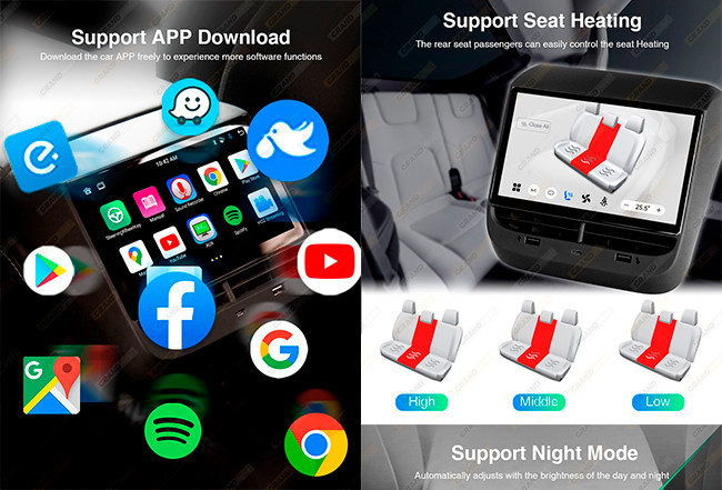 Entertainment Tesla Model Accessories 32G Android 12 Tesla Model Y Rear Seat Entertainment