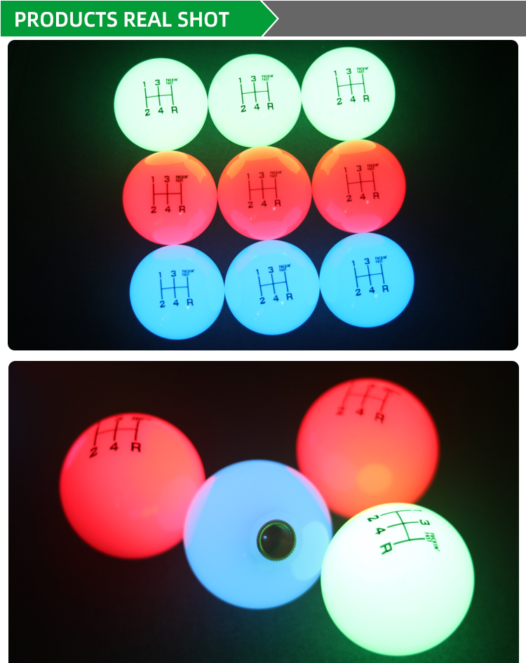 Universal Car Gear Shift Knob Luminous Shift Stick Knob with 3 Adapters Red blue green for Manual Automatic Vehicles