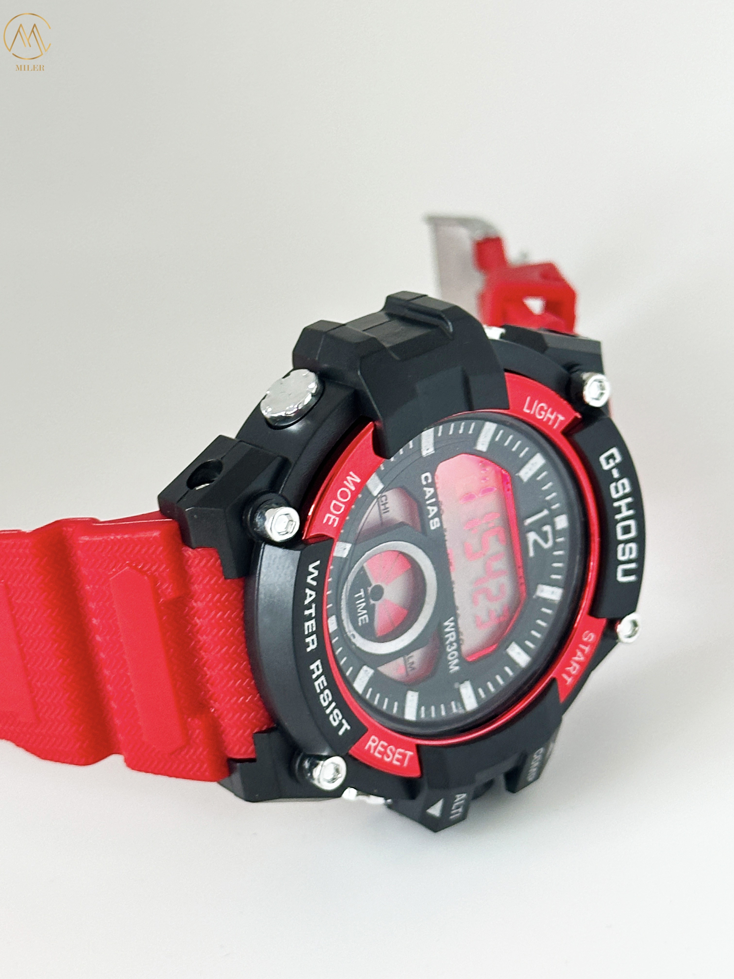 Custom Logo Digital Black Quartz Wrist Watch With Buckle Clasp 10mm Case Thickness