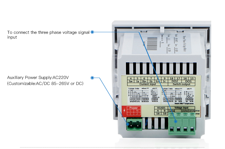 Three Phase Three Wire/Four Wire LED display digital panel meter generator Voltage Meter 80*80